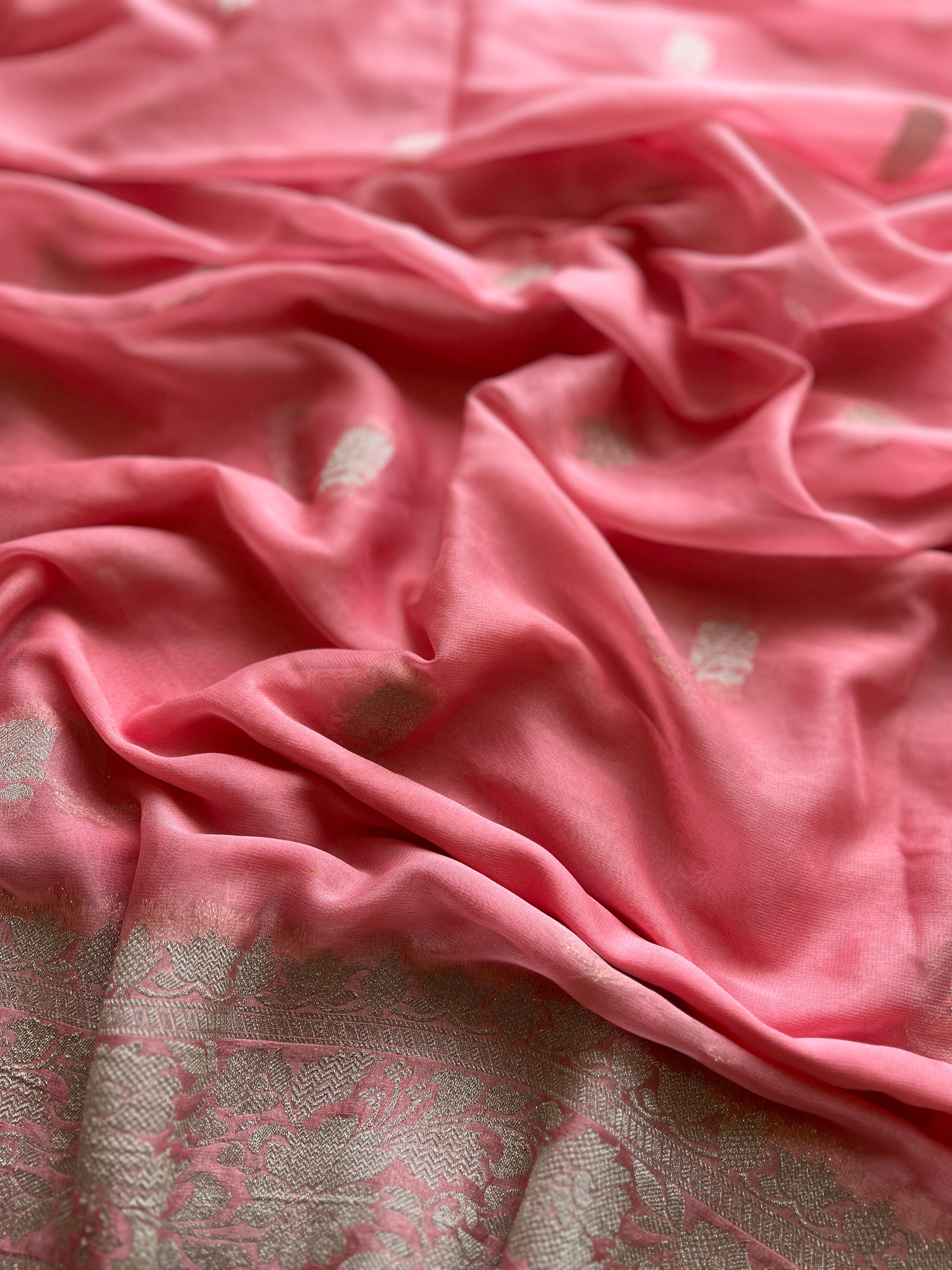 Peach Chiffon Saree
